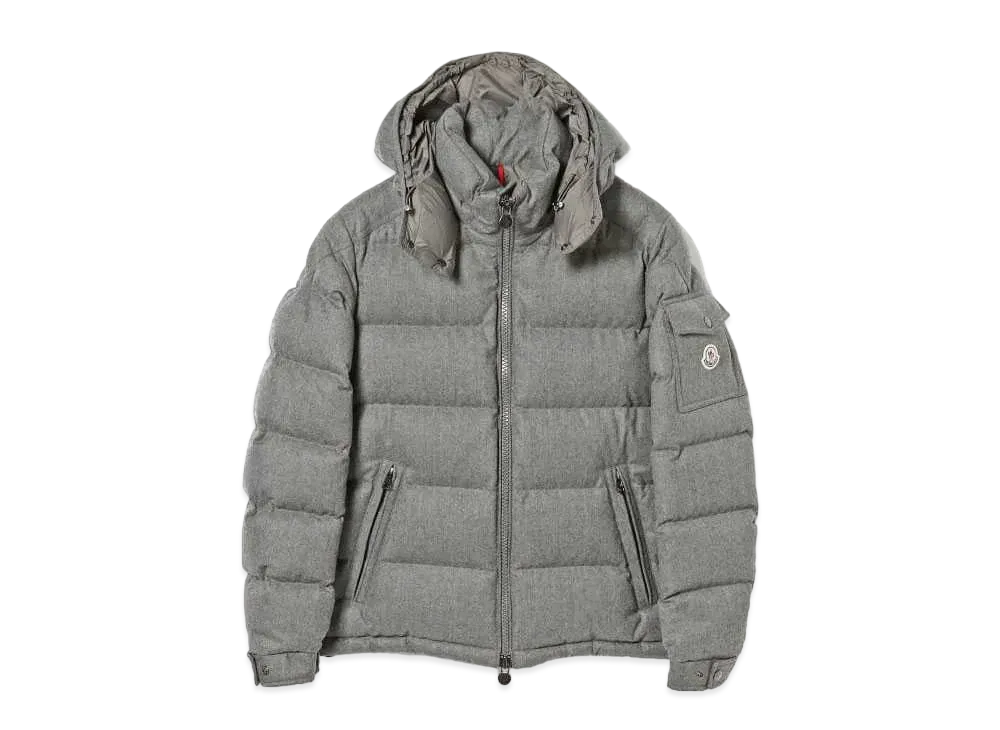 モンクレール モンジュネーブル フランネル フーデッド ダウン ジャケット "グレー"
