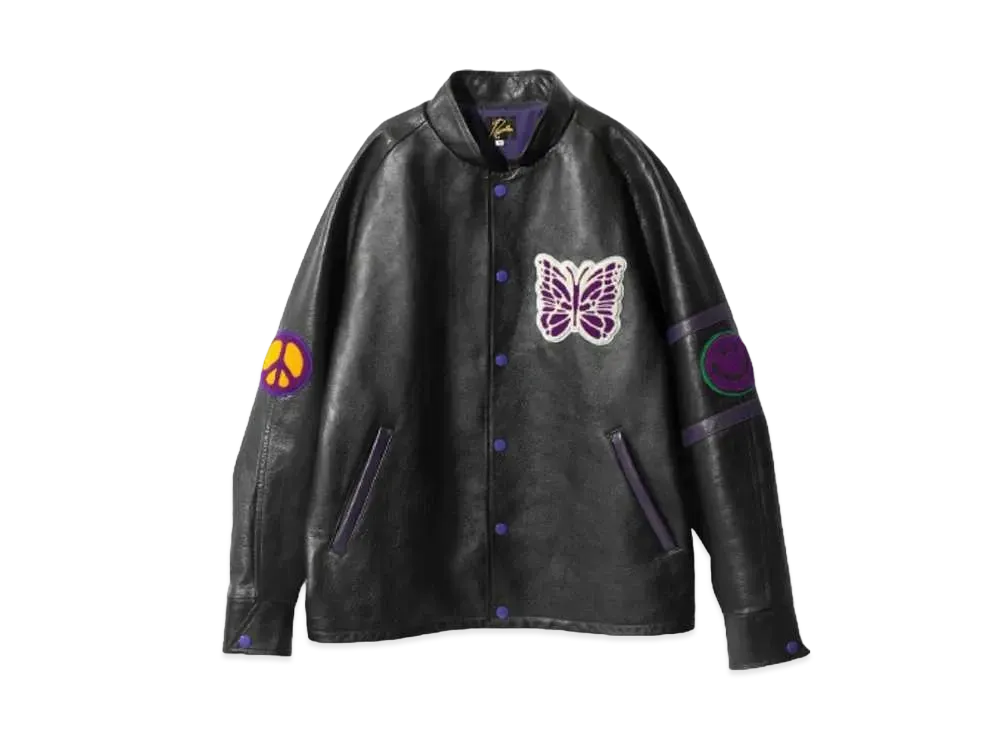 Needles Letterman Jacket - Cowhide Lthr. "Black"