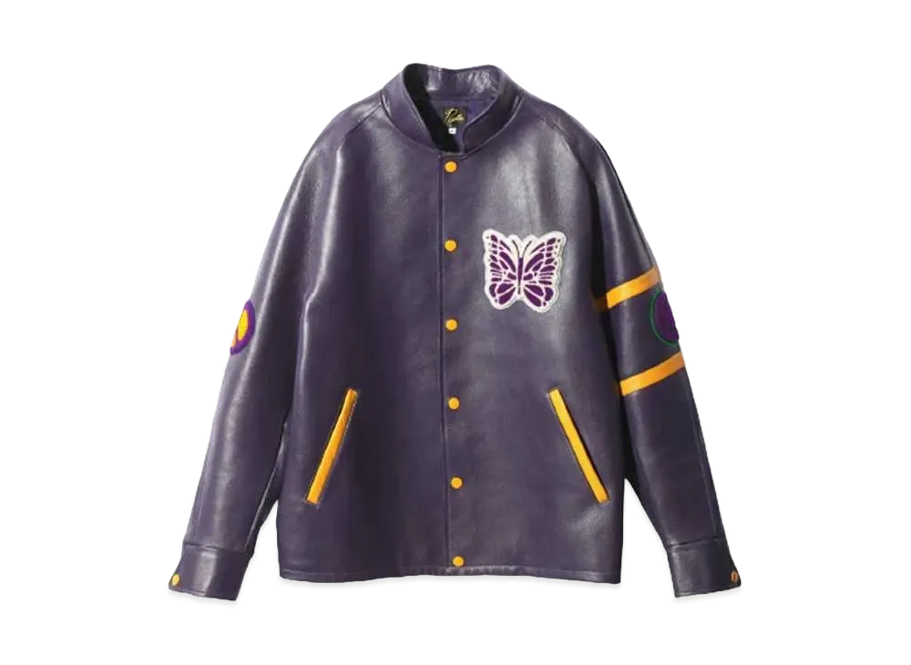 Needles Letterman Jacket - Cowhide Lthr. "Purple"