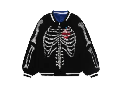 MAYO BONES Embroidery Reversible Souvenir Jacket "BLACK x BLUE"