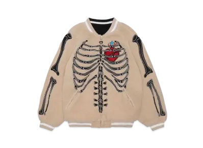 MAYO BONES Embroidery Reversible Souvenir Jacket "BEIGE x BLACK"