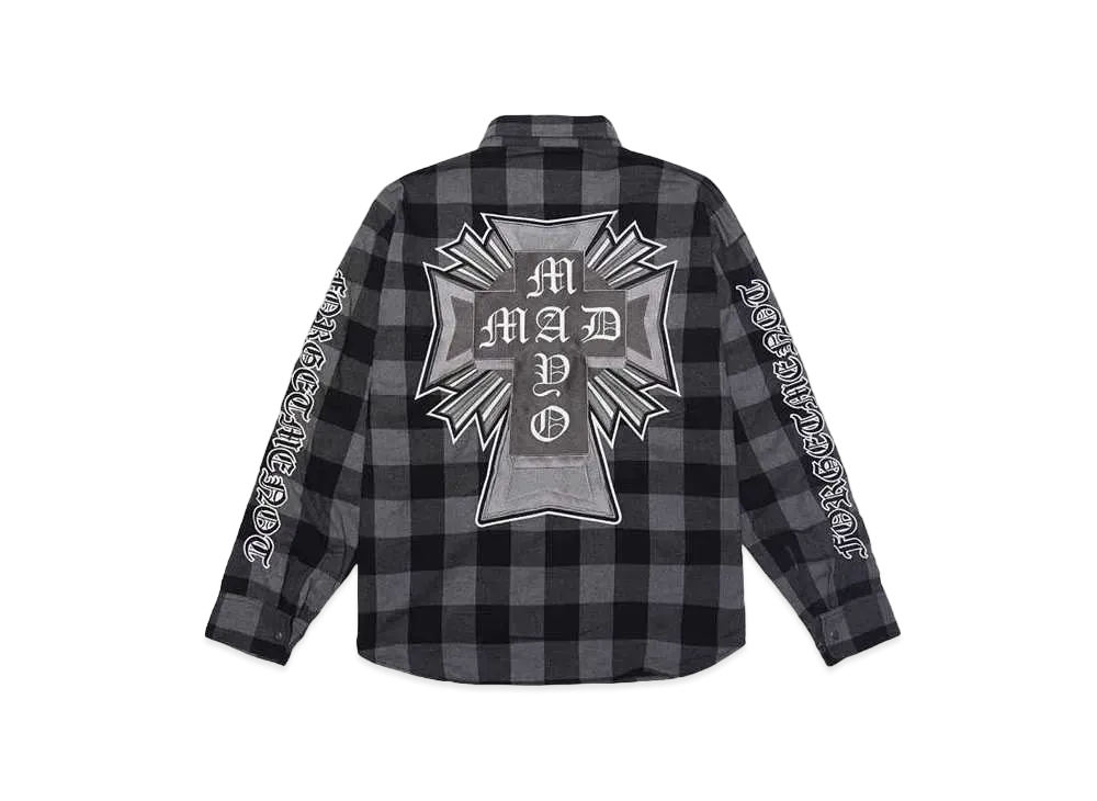 MAYO CROSS Embroidery Check Shirt "BLACK"