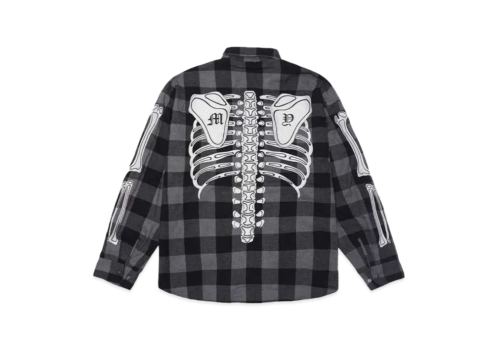 MAYO BONES Embroidery Check Shirt "BLACK"