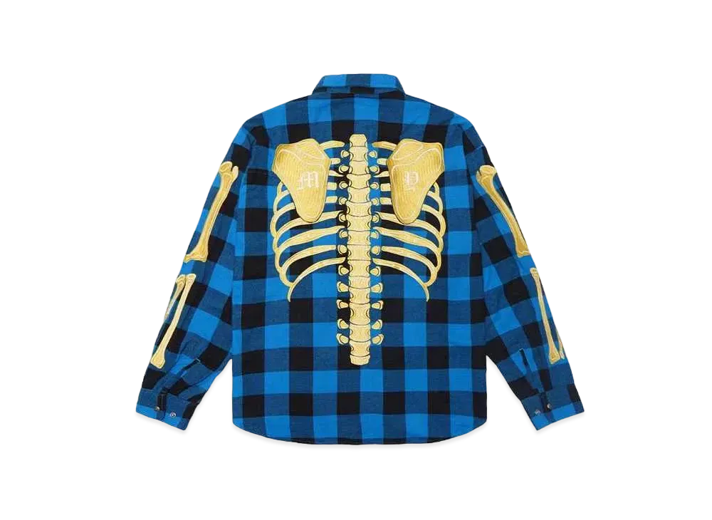 MAYO BONES Embroidery Check Shirt "BLUE"