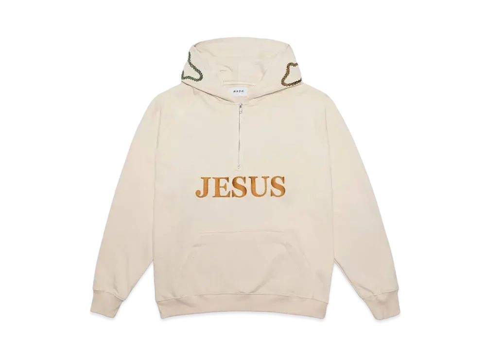 MAYO JESUS Embroidery Half zip Hoodie "OFF WHITE"