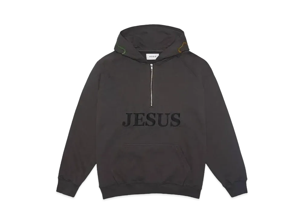 MAYO JESUS Embroidery Half zip Hoodie "GRAY"