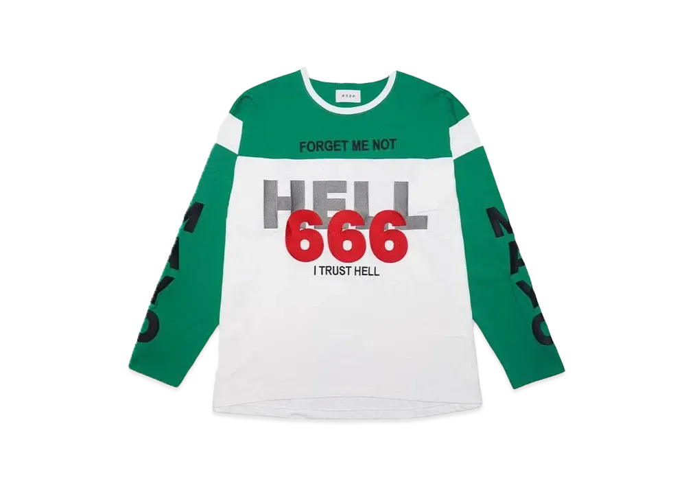 MAYO HELL & HEAVEN Embroidery Football Long Sleeve Tee "GREEN"