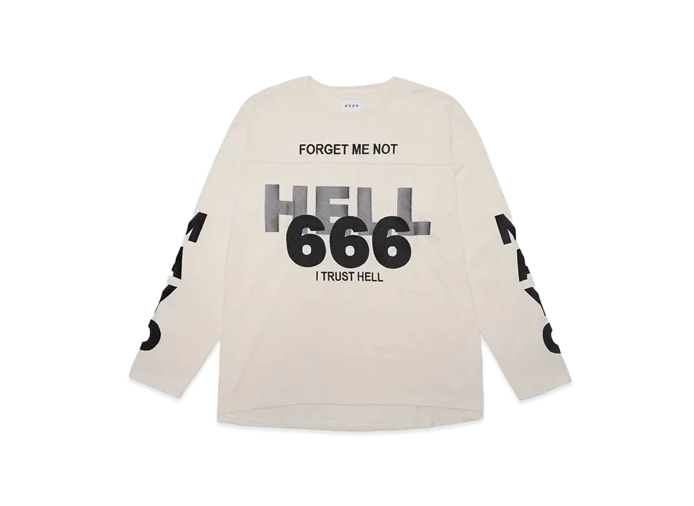 MAYO HELL & HEAVEN Embroidery Football Long Sleeve Tee "OFF WHITE"