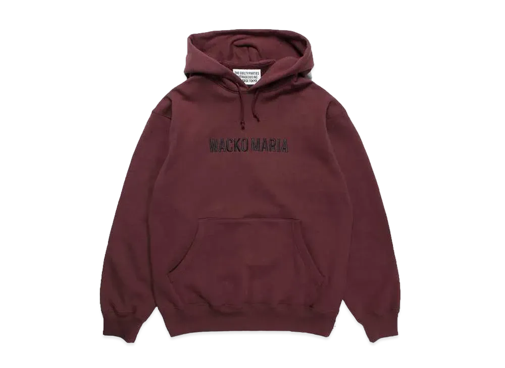 WACKO MARIA Middle Weight Pull Over Hooded Sweat Shirt "Burgundy"