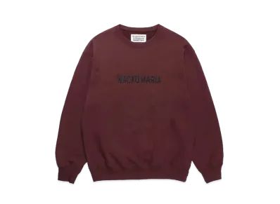 WACKO MARIA Middle Weight Crew Neck Sweat Shirt "Burgundy"