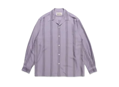 WACKO MARIA Striped Open Collar Shirt "Purple"