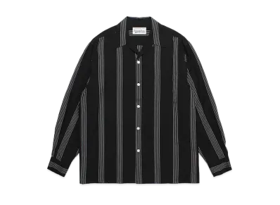 WACKO MARIA Striped Open Collar Shirt "Black"