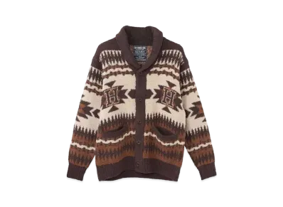 HYSTERIC GLAMOUR See No Evil Jacquard Shawl Cardigan "Brown"
