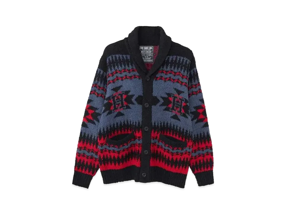HYSTERIC GLAMOUR See No Evil Jacquard Shawl Cardigan "Black"