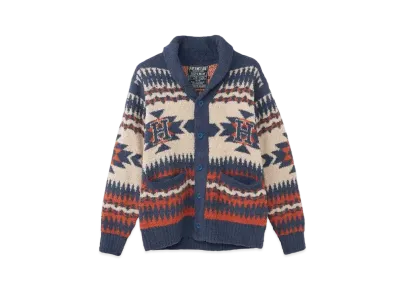 HYSTERIC GLAMOUR See No Evil Jacquard Shawl Cardigan "Blue"