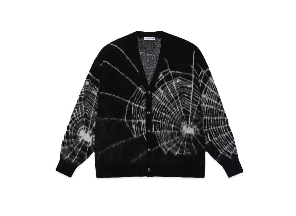 F-LAGSTUF-F SPIDER WEB MOHAIR CARDIGAN "BLACK"