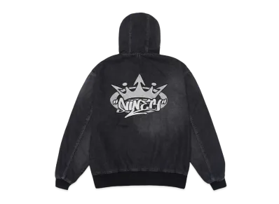 9090 King Logo Vintage Denim Hoodie "Black"