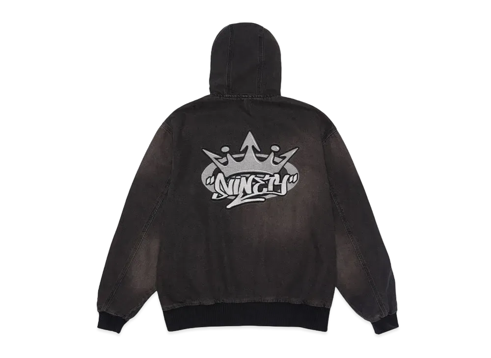 9090 King Logo Vintage Denim Hoodie "Dark Brown"