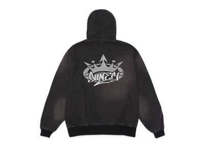 9090 King Logo Vintage Denim Hoodie "Dark Brown"