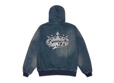 9090 King Logo Vintage Denim Hoodie "Indigo"