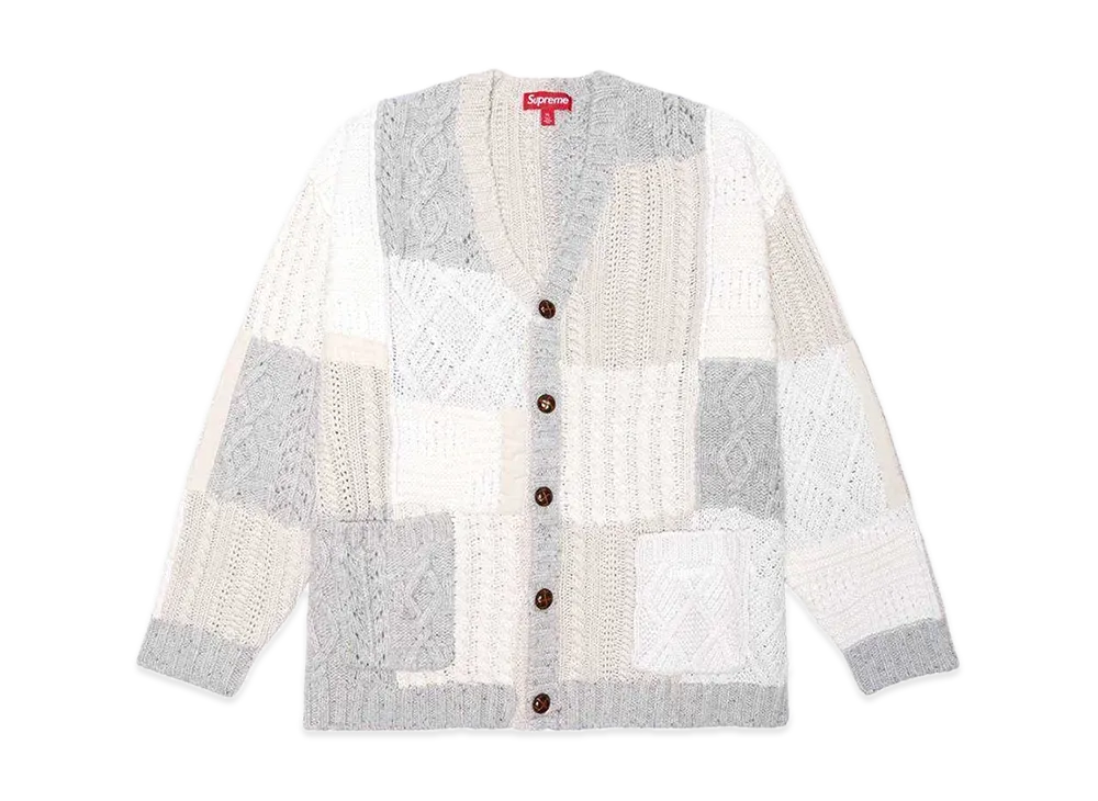 Supreme Patchwork Cable Knit Cardigan "Ivory"