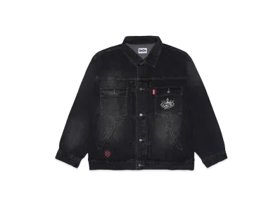 9090 King Logo Vintage Denim Jacket "Black"