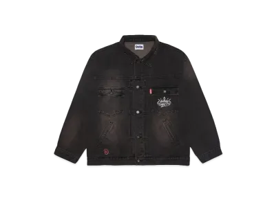 9090 King Logo Vintage Denim Jacket "Dark Brown"