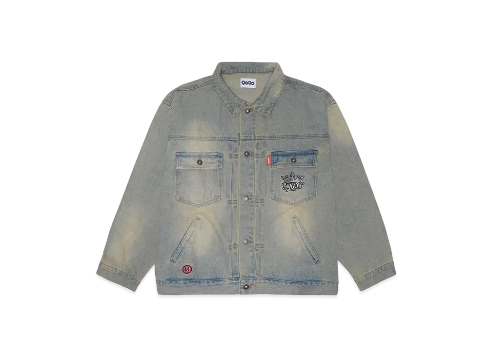 9090 King Logo Vintage Denim Jacket "Light Blue"