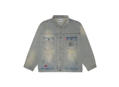 9090 King Logo Vintage Denim Jacket "Light Blue"