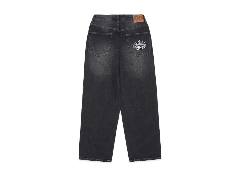 9090 King Logo Vintage Tapered Pants "Black"