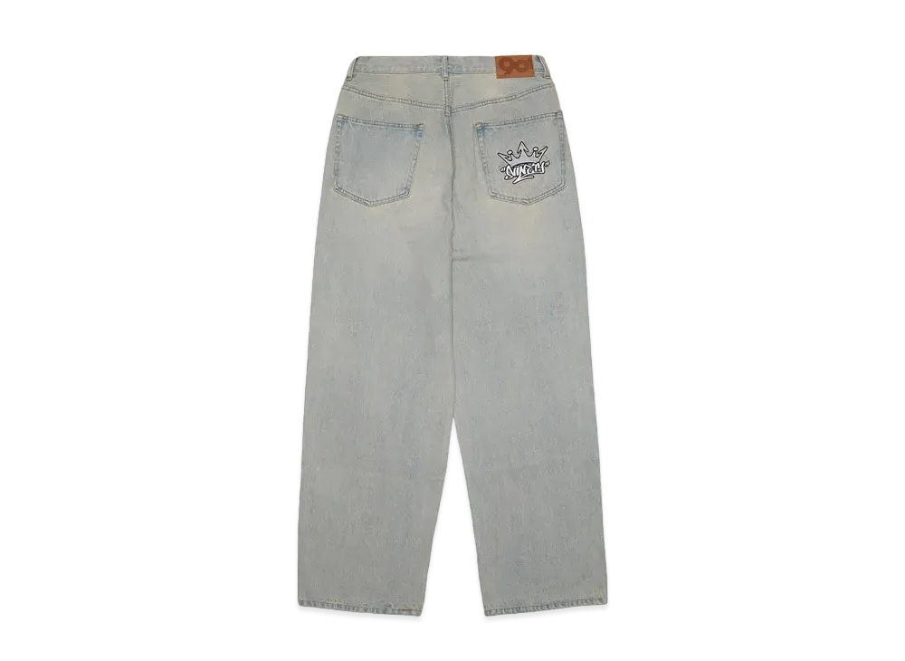 9090 King Logo Vintage Tapered Pants "Light Blue"
