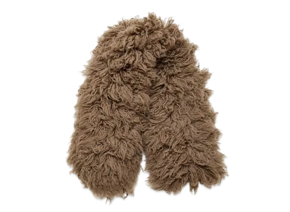 UNDERCOVER Mohair Blend Wool Fringe Scarf "Dark Beige"