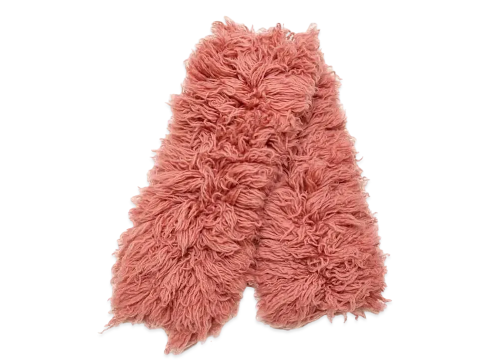 UNDERCOVER Mohair Blend Wool Fringe Scarf "Dark Pink"