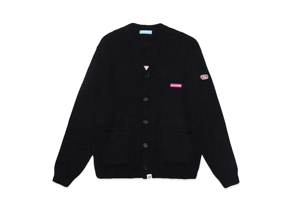 ICECREAM EMBROIDERED LOGO MOHAIR CARDIGAN "BLACK"