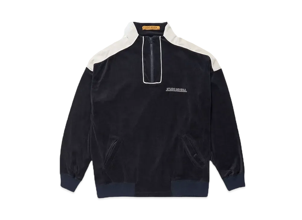 STUDIO SEVEN Cotton Velour Half Zip Jacket "NAVY"