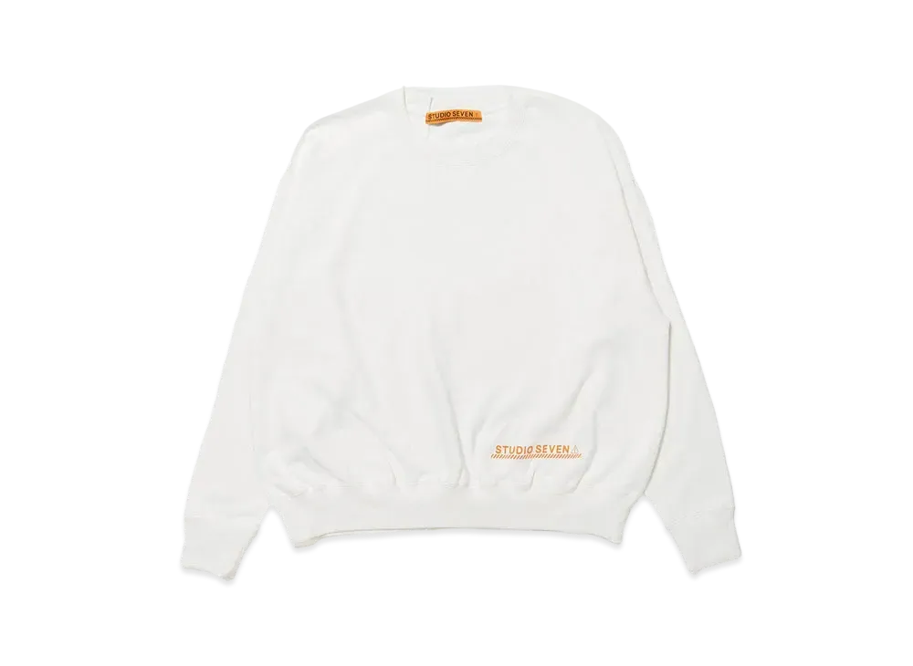 STUDIO SEVEN Cutoff Logo Crew Sweat "WHITE"