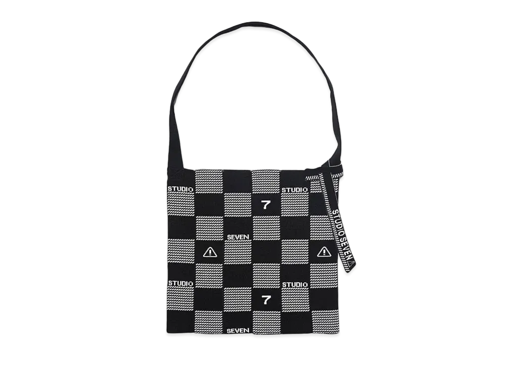 STUDIO SEVEN Block Check Knit Bag "BLACK"