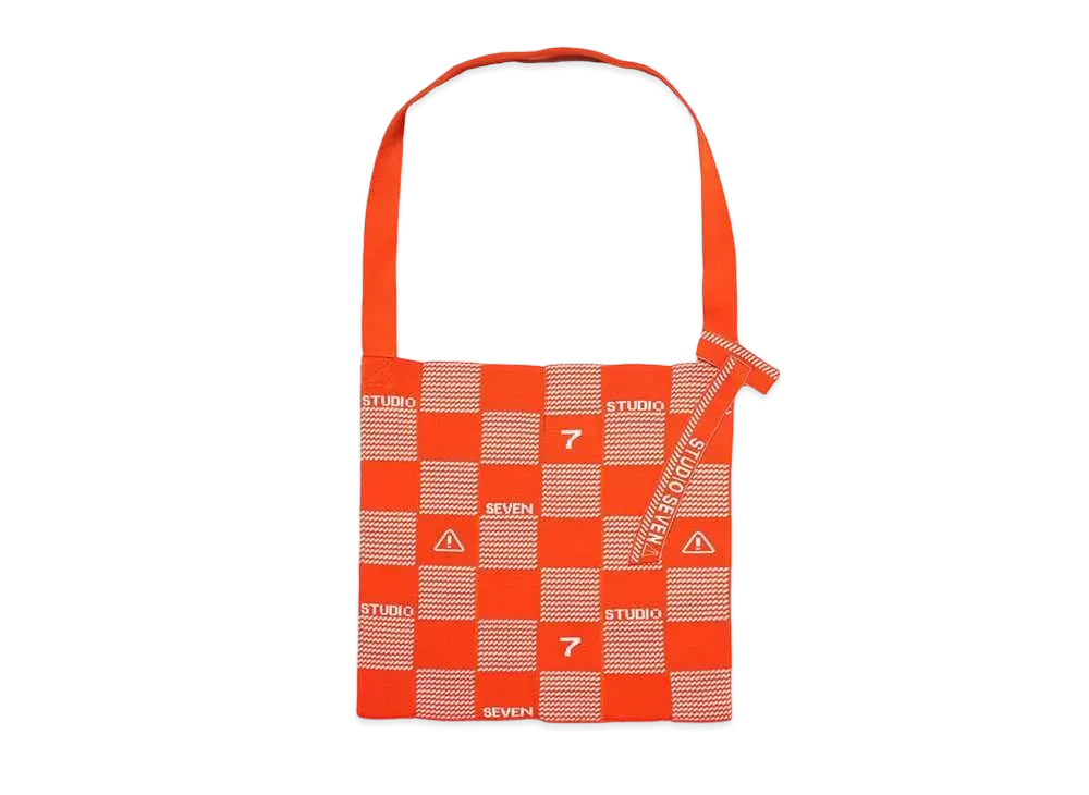 STUDIO SEVEN Block Check Knit Bag "ORANGE"