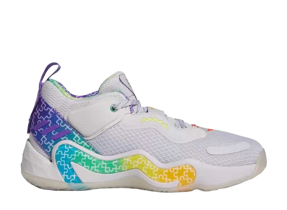 アディダス ドン イシュー3 "クリアグレー/パープルラッシュ/セミスクリーミンググリーン"