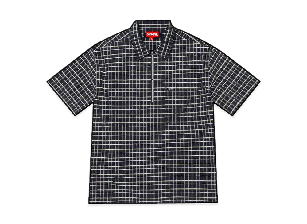 Supreme Plaid Corduroy Half Zip S/S Shirt "Navy"