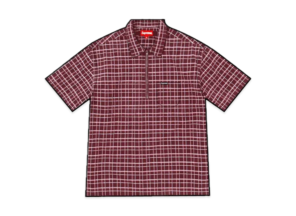 Supreme Plaid Corduroy Half Zip S/S Shirt "Red"