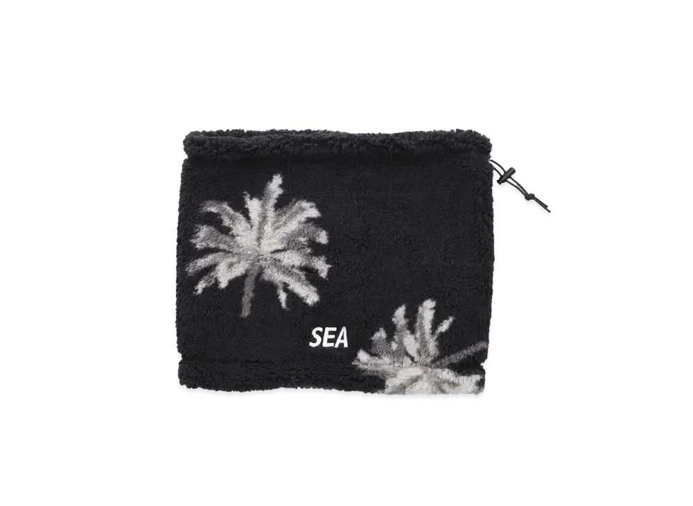 WIND AND SEA Palm Tree Pattern Fleece Neck Warmer "Black"