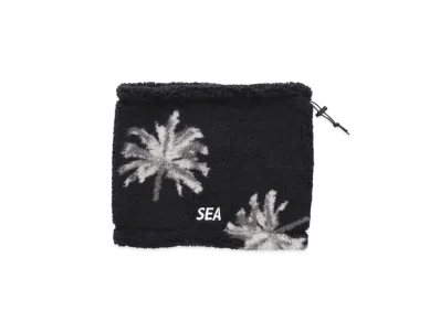 WIND AND SEA Palm Tree Pattern Fleece Neck Warmer "Black"