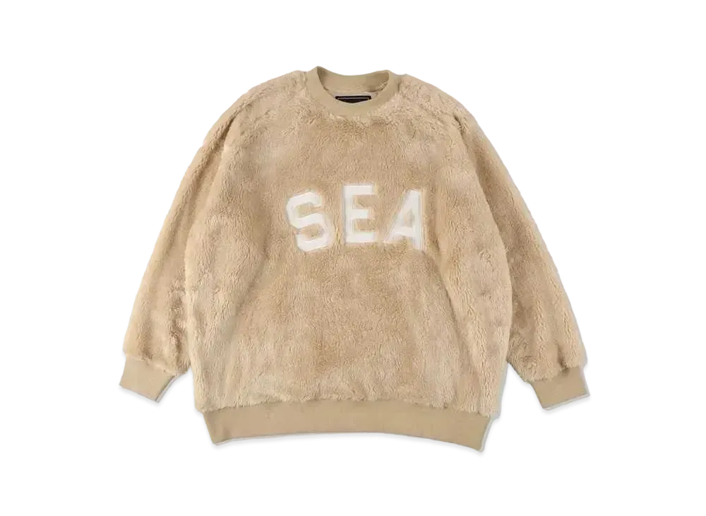 WIND AND SEA Palm Tree Pattern Fleece Crew Neck "Beige"