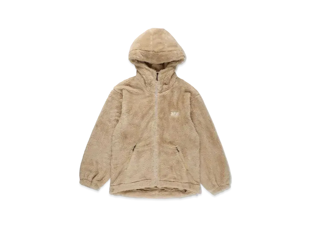 WIND AND SEA Palm Tree Pattern Fleece FLZP Parka "Beige"