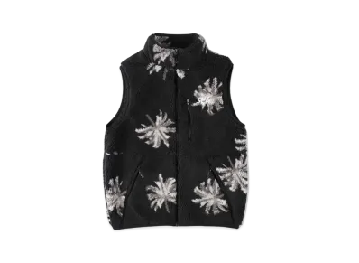 WIND AND SEA Palm Tree Pattern Fleece Vest "Black"