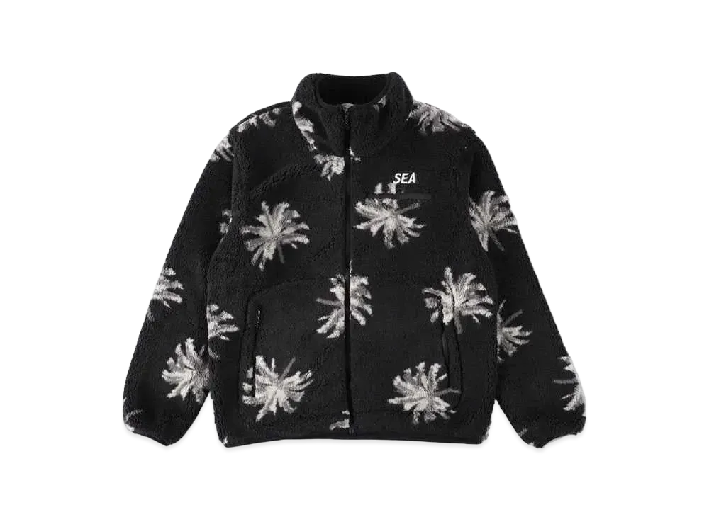 WIND AND SEA Palm Tree Pattern Fleece JK "Black"