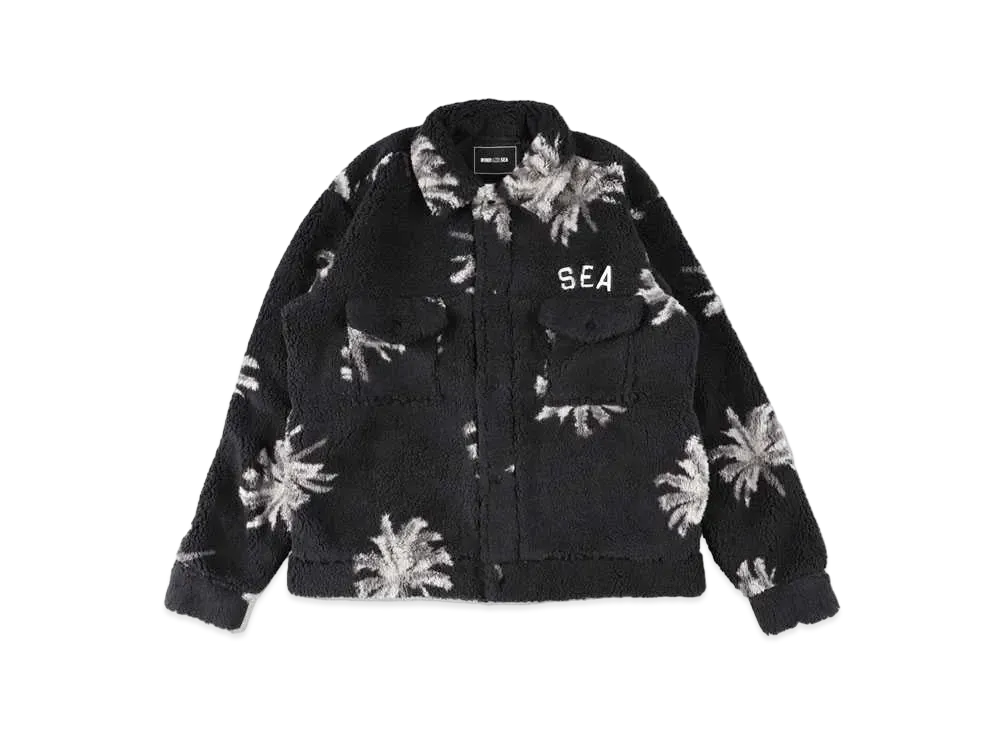 WIND AND SEA Palm Tree Pattern Fleece Blouson "Black"
