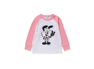 Girls Don't Cry Vick Tenjiku Raglan Sleeve Tee (100-130size) "White/Pink" / VERDY