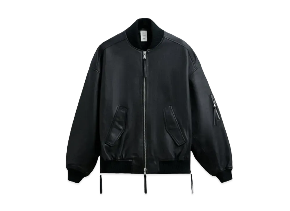 ZARA x MAISON SPECIAL Leather Bomber Jacket "Black"